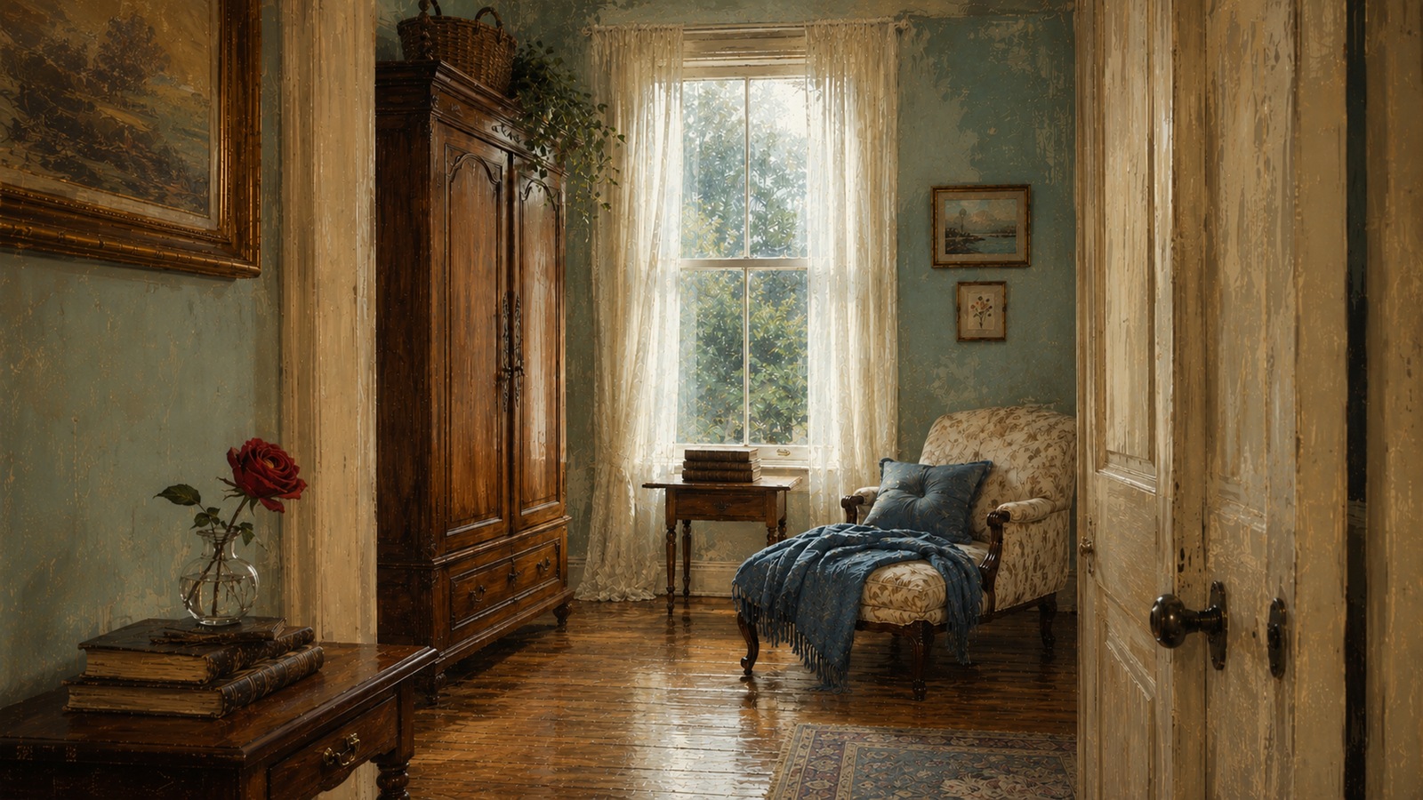 The Room That Remembered Her · Wayona Lan oil illustration