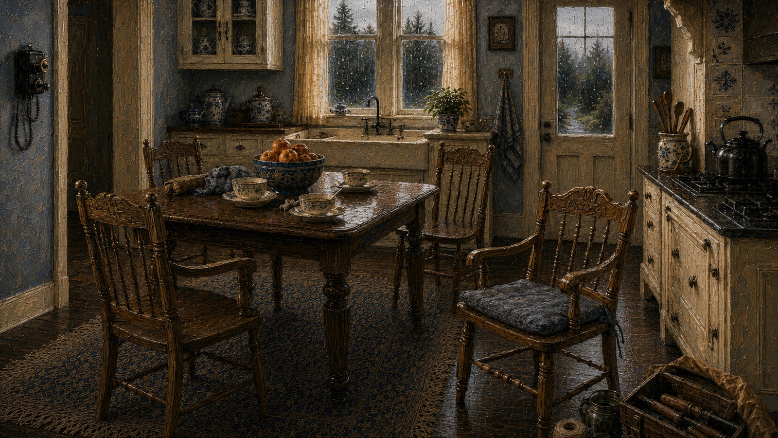 The Chair Was Still Hers · Wayona Lan oil illustration